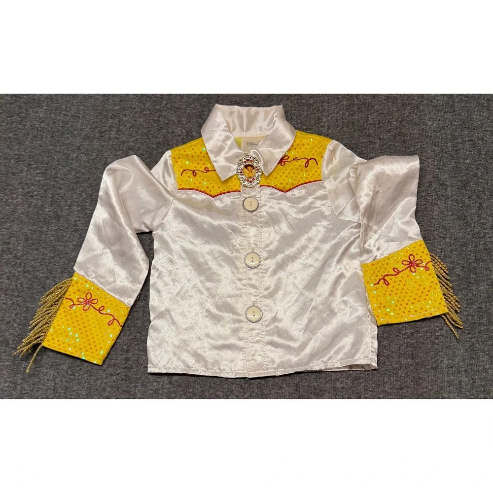 Disney Store Toy Story Jessie Costume Shirt Girls Small 5/6 Yellow White Fringe - Picture 2 of 7